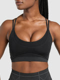Gymshark Apex Seamless Strappy Sports Bra — Black/Graphite Grey — 5