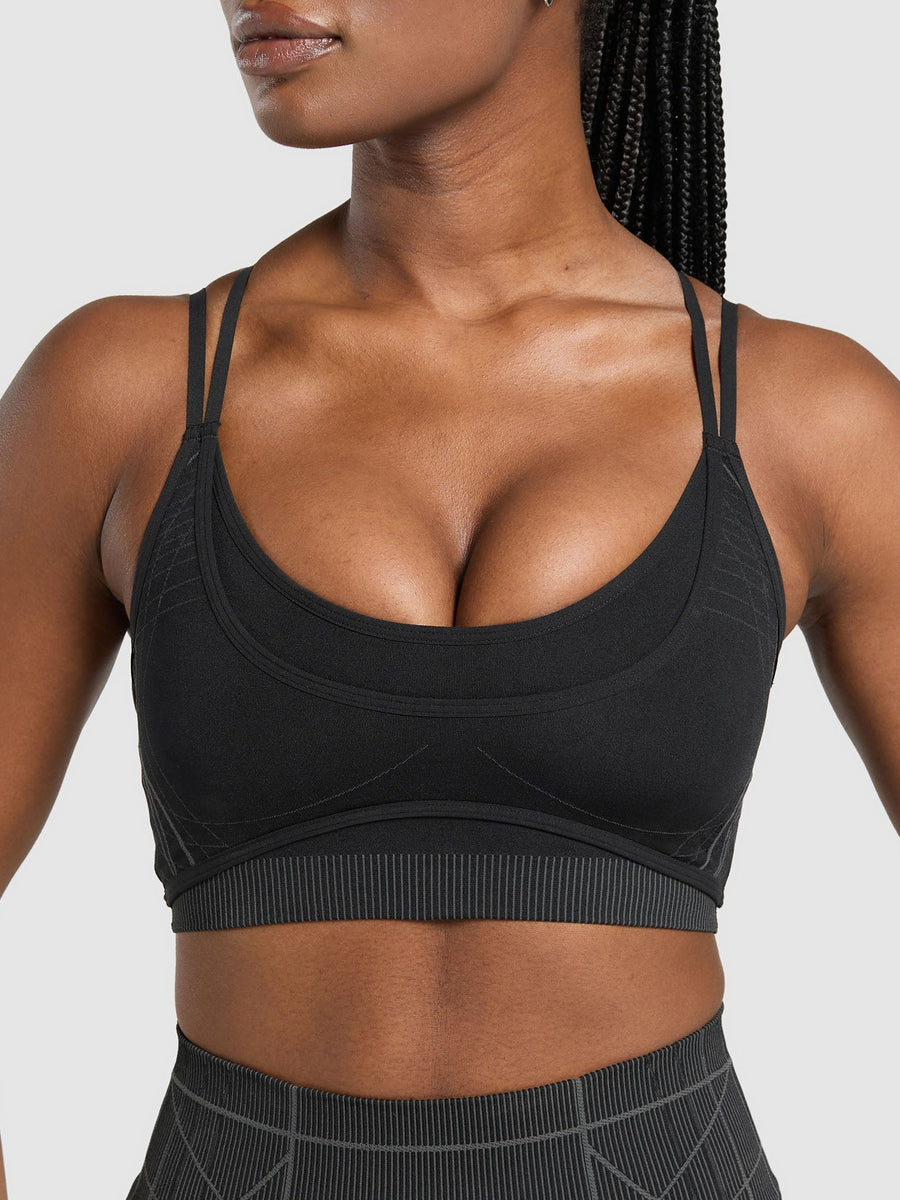 Gymshark Apex Seamless Strappy Sports Bra — Black/Graphite Grey — 5