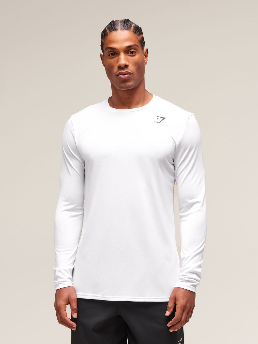 Gymshark Arrival Long Sleeve T-Shirt — White — 3