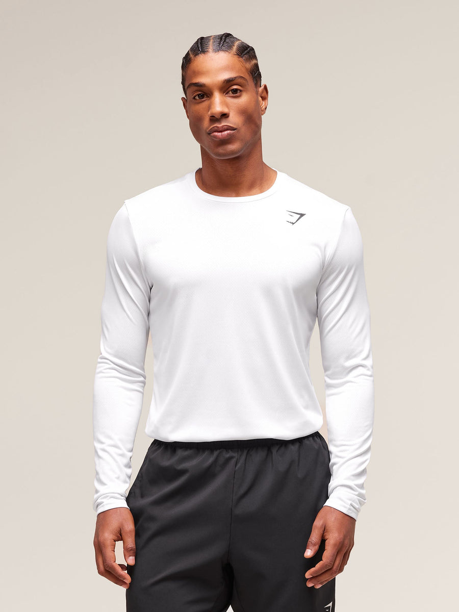 Gymshark Arrival Long Sleeve T-Shirt — White — 1