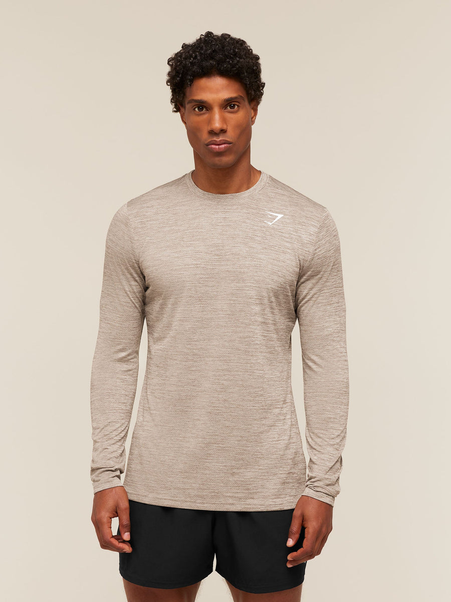 Gymshark Arrival Long Sleeve T-Shirt — Chalk Beige/Lifestyle Brown — 1