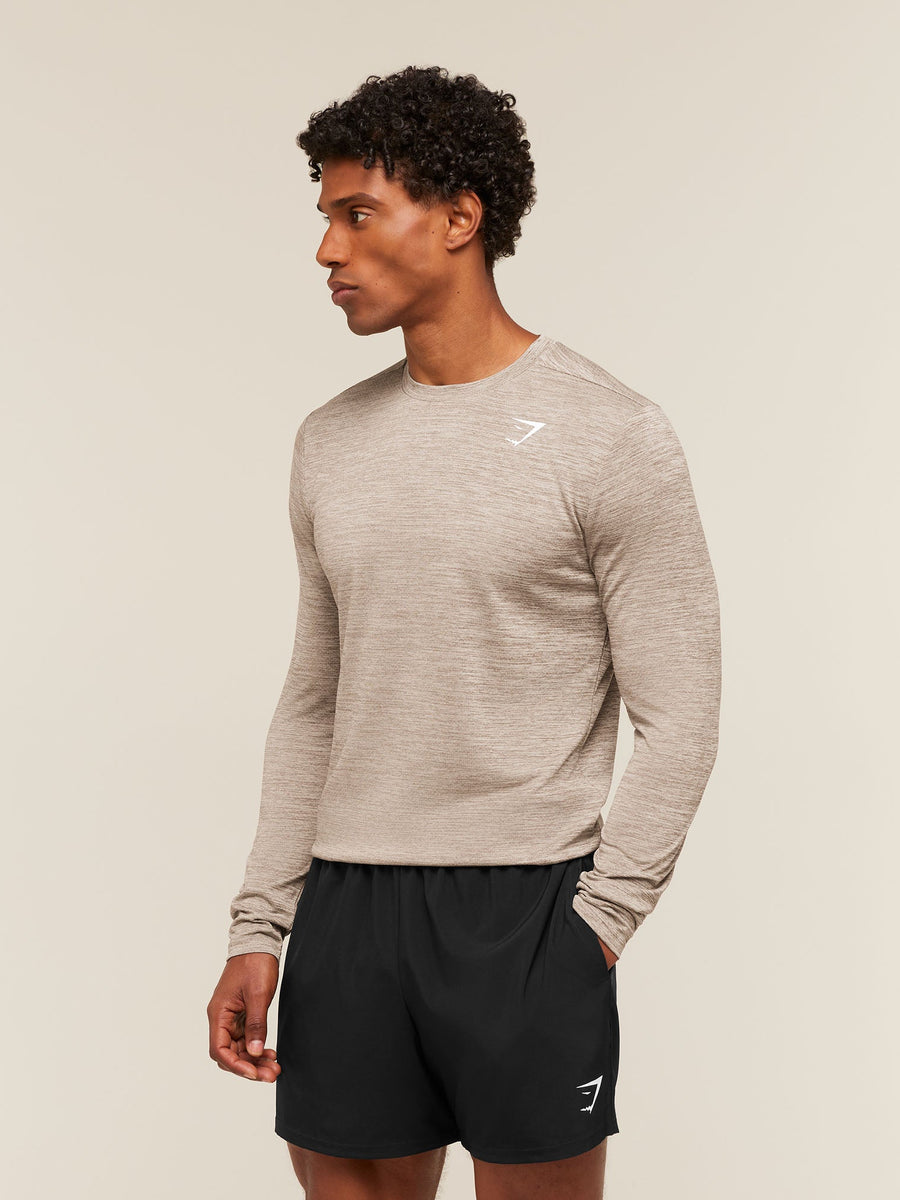 Gymshark Arrival Long Sleeve T-Shirt — Chalk Beige/Lifestyle Brown — 4