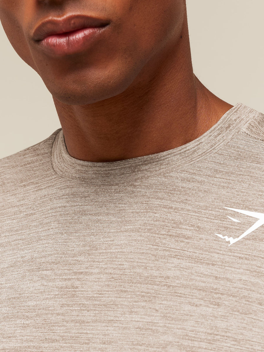 Gymshark Arrival T-Shirt — Chalk Beige/Lifestyle Brown — 6