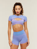 Gymshark Blush Seamless Short Sleeve Shrug — Steady Purple/Focus Pink — 1