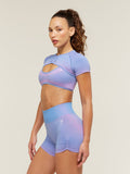 Gymshark Blush Seamless Short Sleeve Shrug — Steady Purple/Focus Pink — 3
