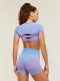 Gymshark Blush Seamless Short Sleeve Shrug — Steady Purple/Focus Pink — 2