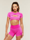 Gymshark Blush Seamless Short Sleeve Shrug — Super-Set Pink/Focus Pink — 1