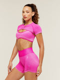 Gymshark Blush Seamless Short Sleeve Shrug — Super-Set Pink/Focus Pink — 3