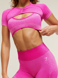 Gymshark Blush Seamless Short Sleeve Shrug — Super-Set Pink/Focus Pink — 6