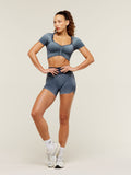 Gymshark Blush Seamless Short Sleeve Top — Heavy Blue/Chilled Blue — 4