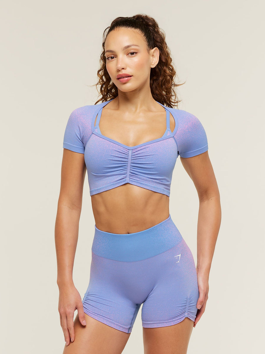 Gymshark Blush Seamless Short Sleeve Top — Steady Purple/Focus Pink — 1
