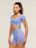 Gymshark Blush Seamless Short Sleeve Top — Steady Purple/Focus Pink — 3