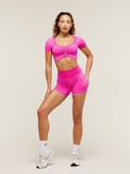 Gymshark Blush Seamless Short Sleeve Top — Super-Set Pink/Focus Pink — 4