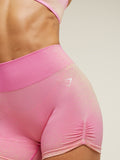 Gymshark Blush Seamless Shorts — Focus Pink/Sorbet Yellow — 6
