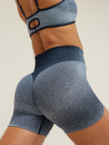 Gymshark Blush Seamless Shorts — Heavy Blue/Chilled Blue — 6
