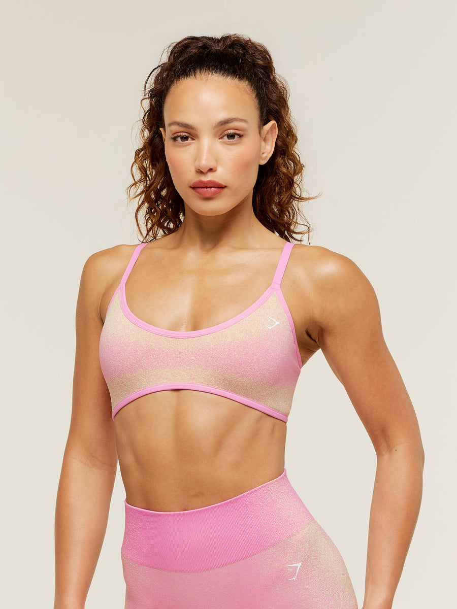 Gymshark Blush Seamless Light Support Sports Bra — Focus Pink/Sorbet Yellow — 1
