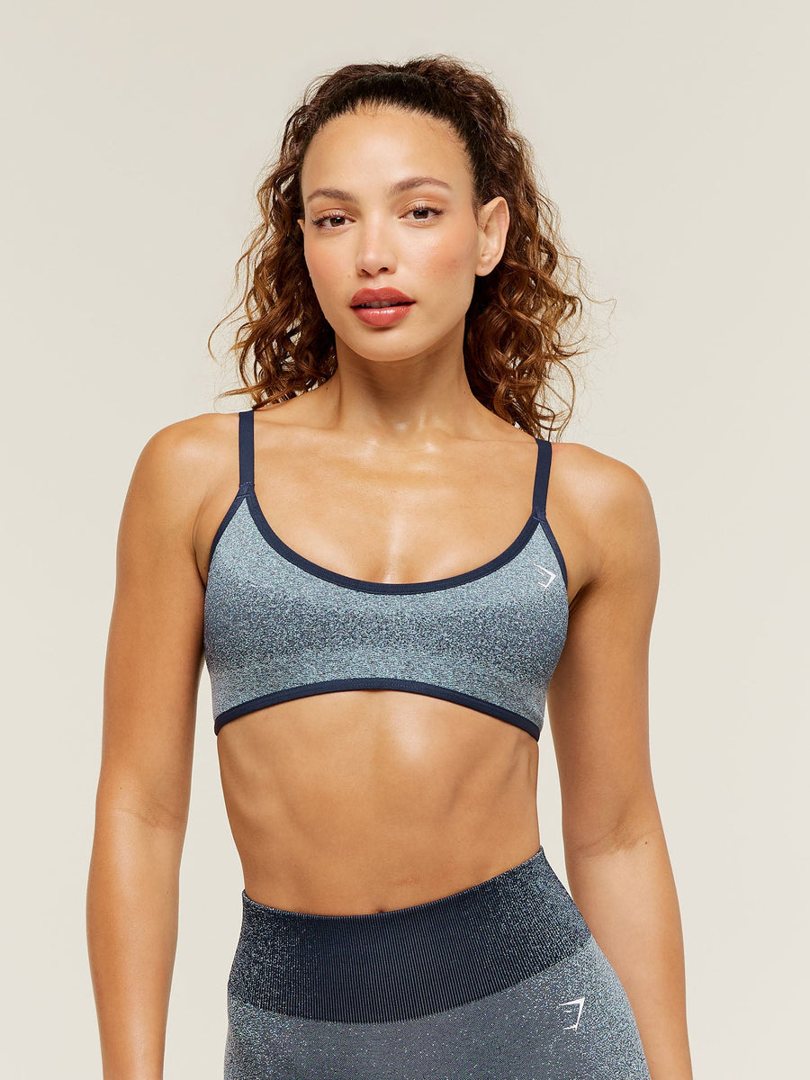 Gymshark Blush Seamless Light Support Sports Bra — Heavy Blue/Chilled Blue — 1