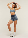 Gymshark Blush Seamless Light Support Sports Bra — Heavy Blue/Chilled Blue — 4