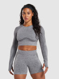 Gymshark Flex Long Sleeve Crop Top — Charcoal Grey Marl — 1
