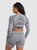 Gymshark Flex Long Sleeve Crop Top — Charcoal Grey Marl — 2