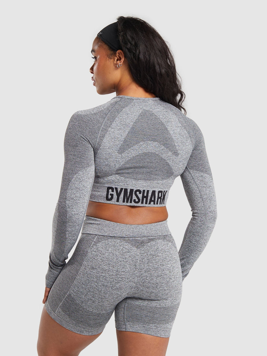Gymshark Flex Long Sleeve Crop Top — Charcoal Grey Marl — 2