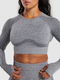 Gymshark Flex Long Sleeve Crop Top — Charcoal Grey Marl — 3
