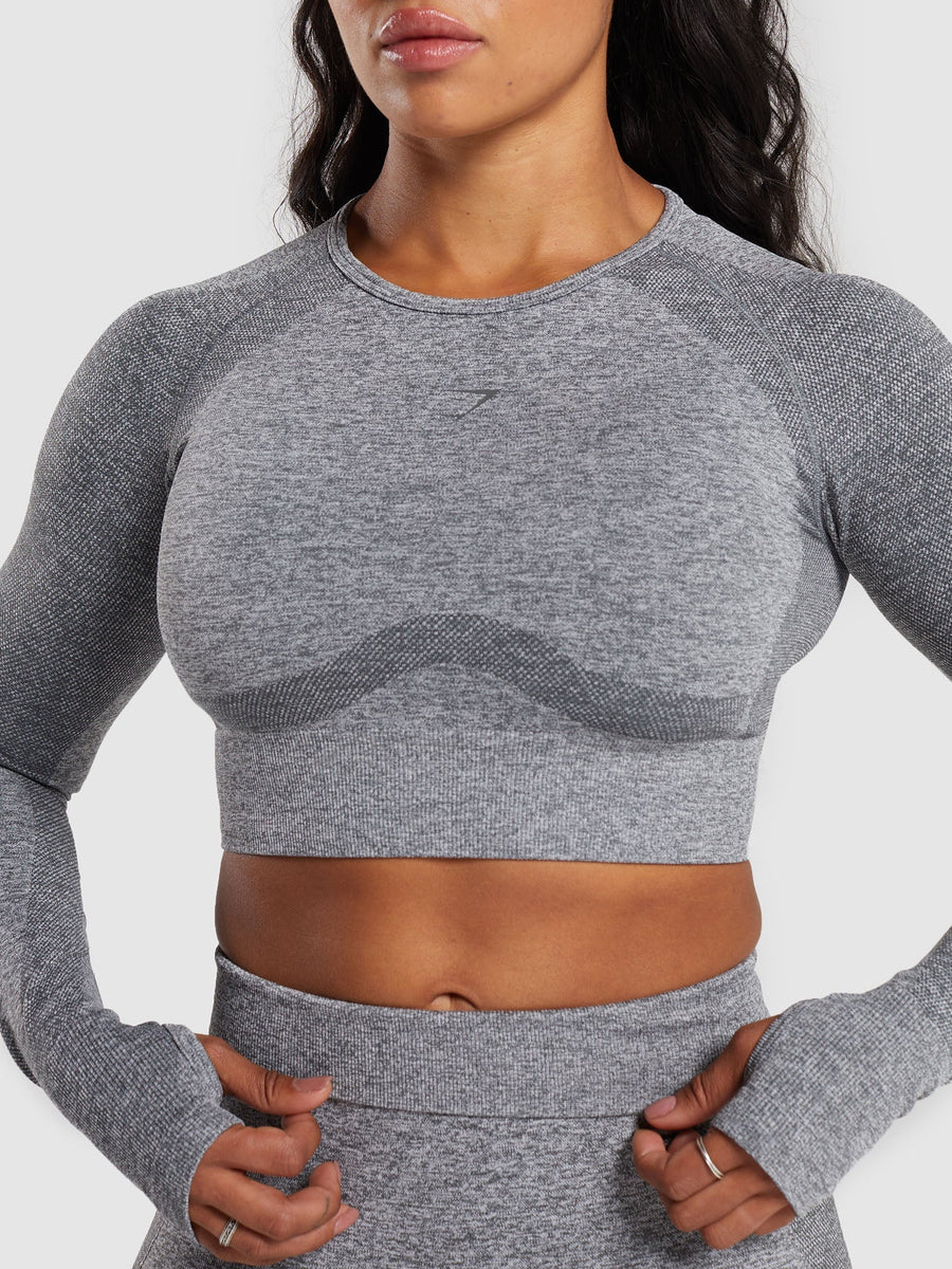 Gymshark Flex Long Sleeve Crop Top — Charcoal Grey Marl — 3