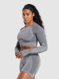 Gymshark Flex Long Sleeve Crop Top — Charcoal Grey Marl — 4