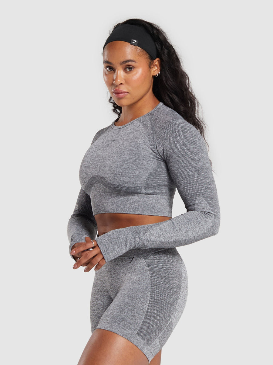 Gymshark Flex Long Sleeve Crop Top — Charcoal Grey Marl — 4