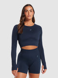 Gymshark Flex Long Sleeve Crop Top — Navy/Denim Blue — 1