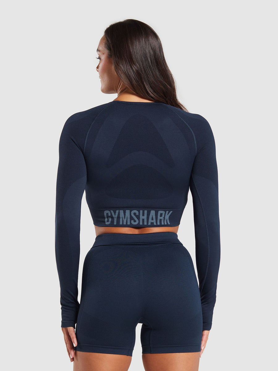 Gymshark Flex Long Sleeve Crop Top — Navy/Denim Blue — 2
