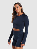 Gymshark Flex Long Sleeve Crop Top — Navy/Denim Blue — 4
