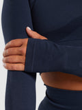 Gymshark Flex Long Sleeve Crop Top — Navy/Denim Blue — 6