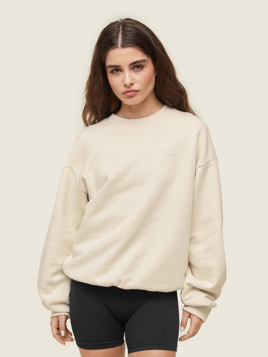 Gymshark everywear Relaxed Sweatshirt — Oat White — 1