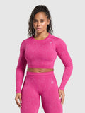Gymshark Adapt Fleck Seamless Long Sleeve Crop Top — Winning Pink/Sour Pink — 1