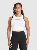 Gymshark Lifting Essentials Cropped Tank — White — 1