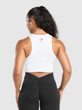 Gymshark Lifting Essentials Cropped Tank — White — 2