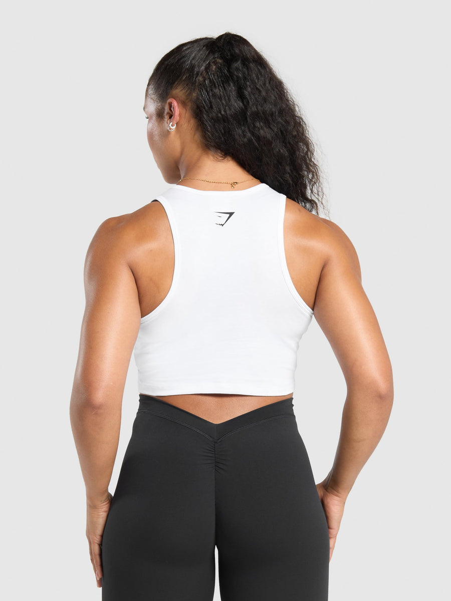 Gymshark Lifting Essentials Cropped Tank — White — 2