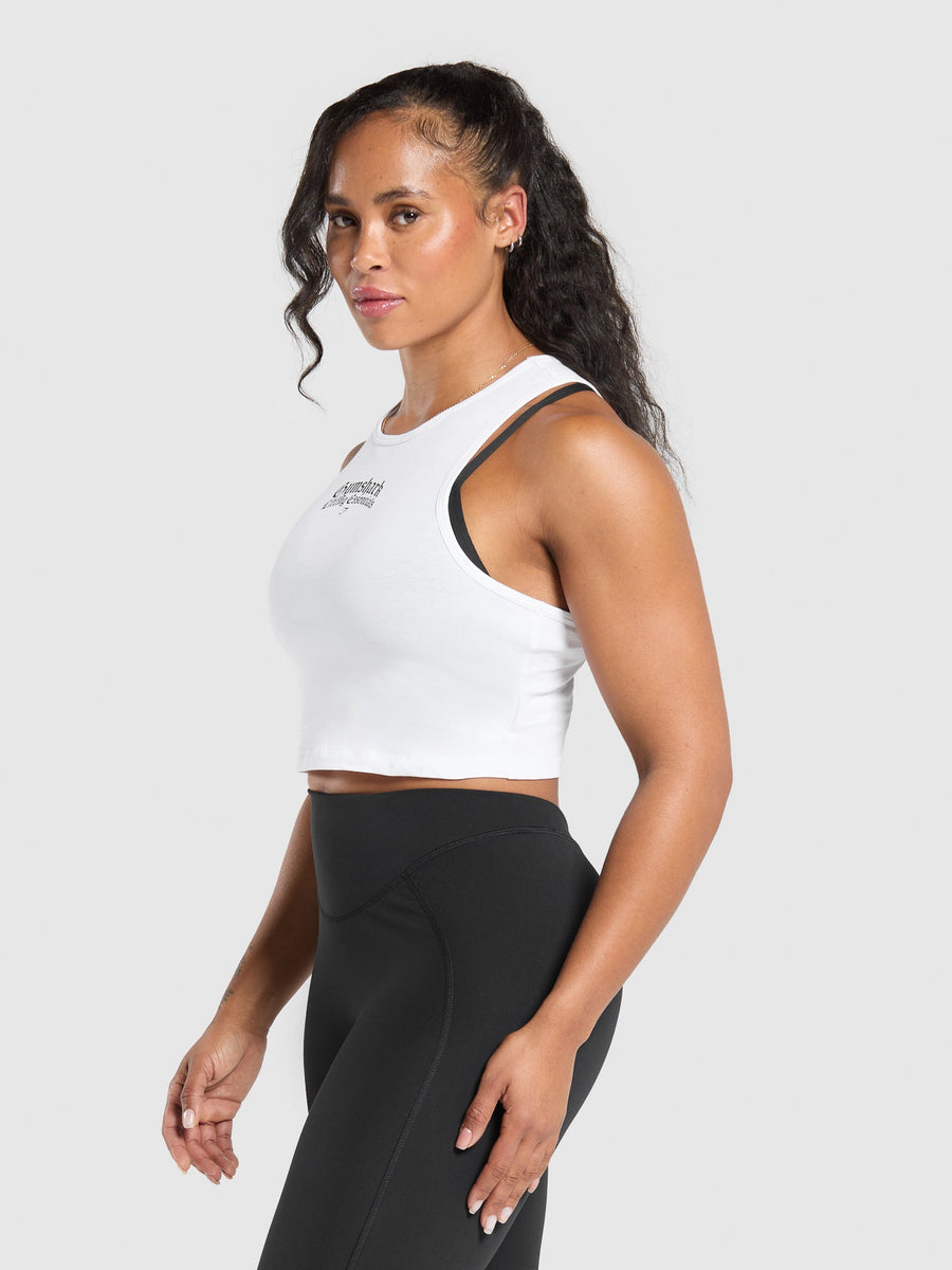 Gymshark Lifting Essentials Cropped Tank — White — 3