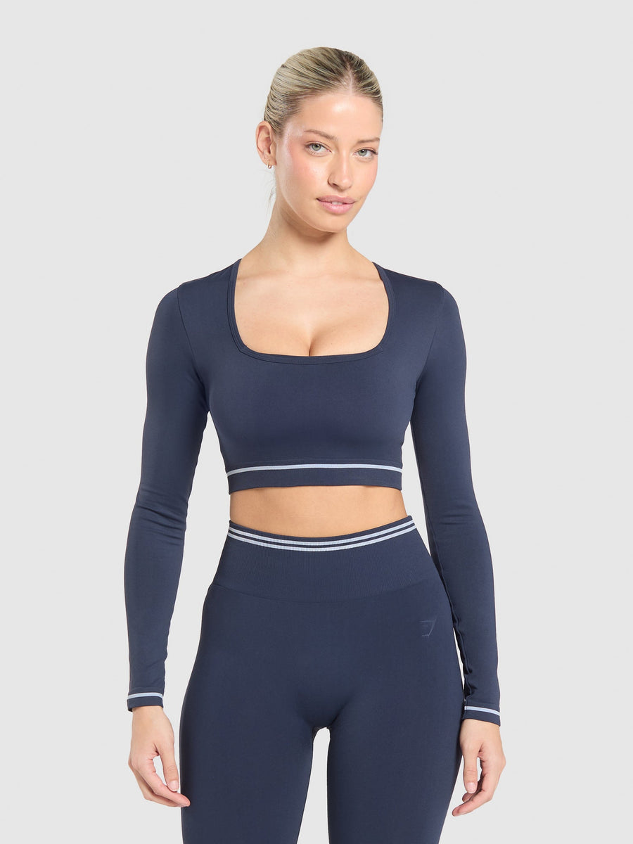 Gymshark Contrast Seamless Crop Top — Heavy Blue — 1