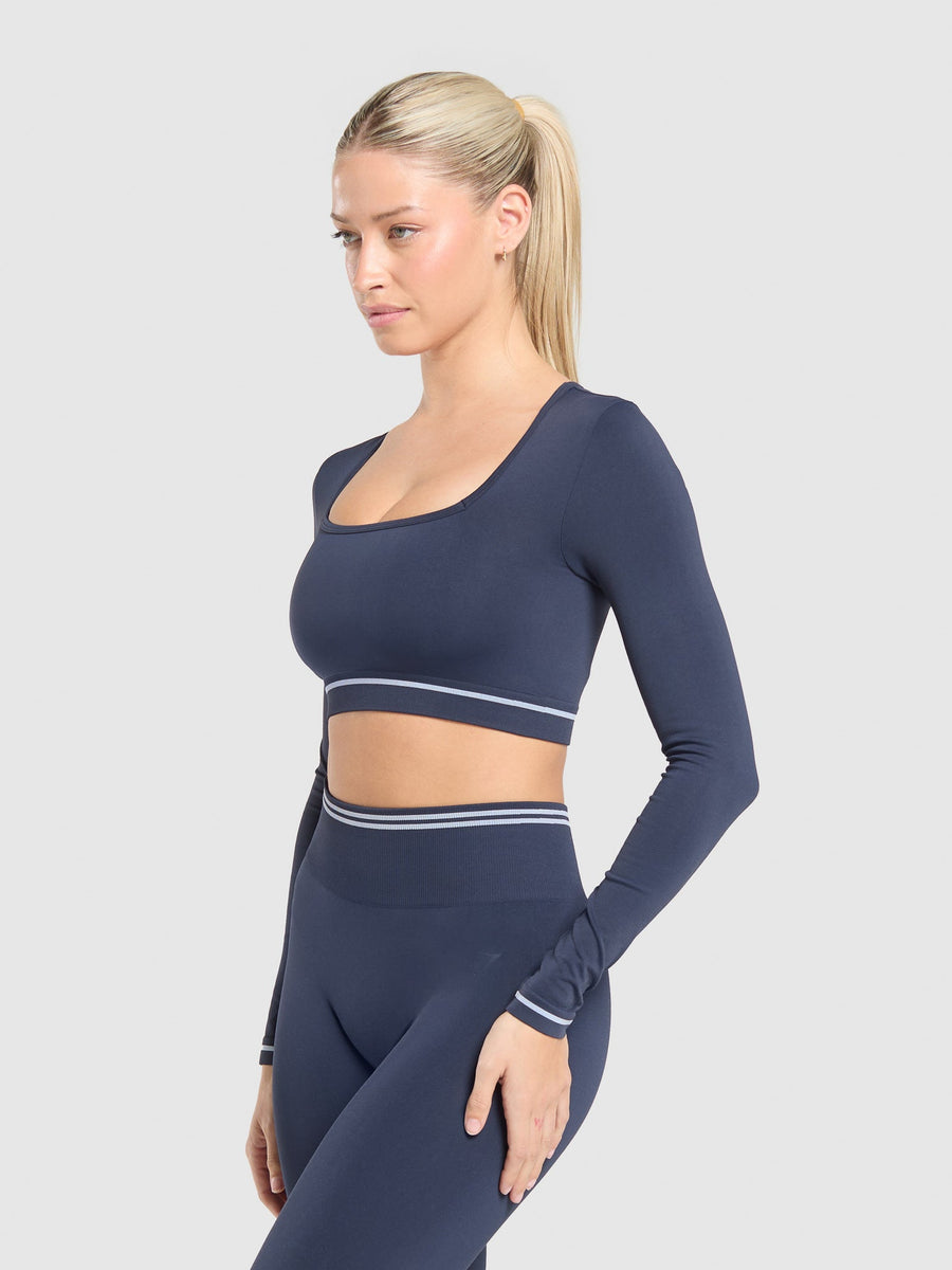 Gymshark Contrast Seamless Crop Top — Heavy Blue — 4