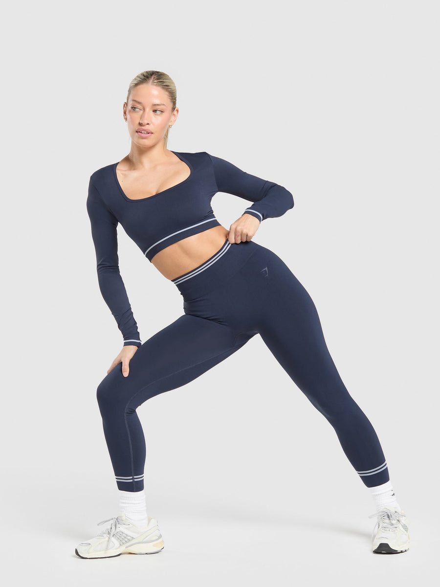 Gymshark Contrast Seamless Crop Top — Heavy Blue — 5