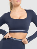 Gymshark Contrast Seamless Crop Top — Heavy Blue — 6