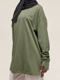 Gymshark Covered Longline Cotton Long Sleeve Top — Core Olive — 4