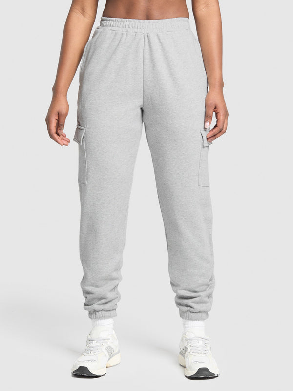 Gymshark Fleece Cargo Joggers — Light Grey Core Marl