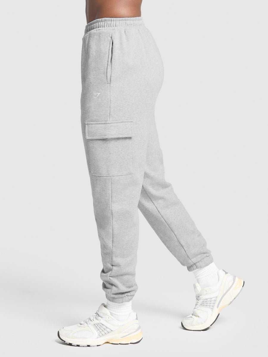 Gymshark Fleece Cargo Joggers — Light Grey Core Marl — 3