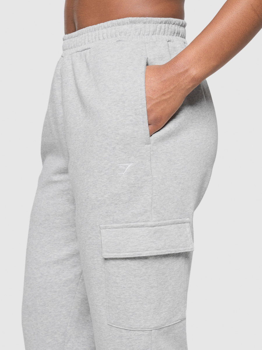 Gymshark Fleece Cargo Joggers — Light Grey Core Marl — 5