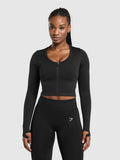 Gymshark Lift Seamless Zip Up Jacket — Black/Black Marl — 1