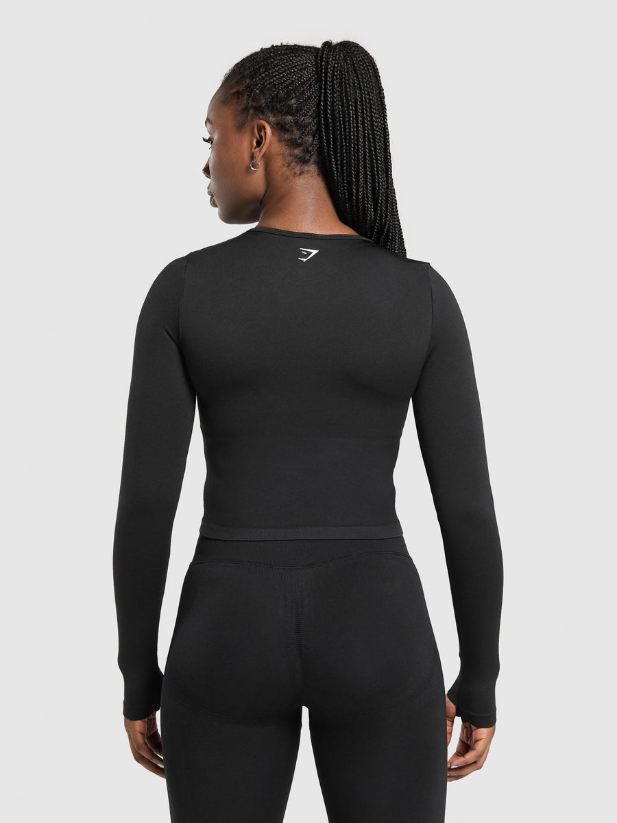 Gymshark Lift Seamless Zip Up Jacket — Black/Black Marl — 3