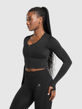 Gymshark Lift Seamless Zip Up Jacket — Black/Black Marl — 4